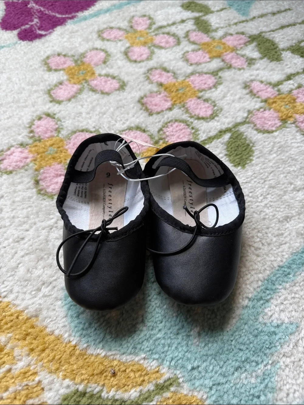 Freestyle Black Girls' Ballet Flats with Bow Accent